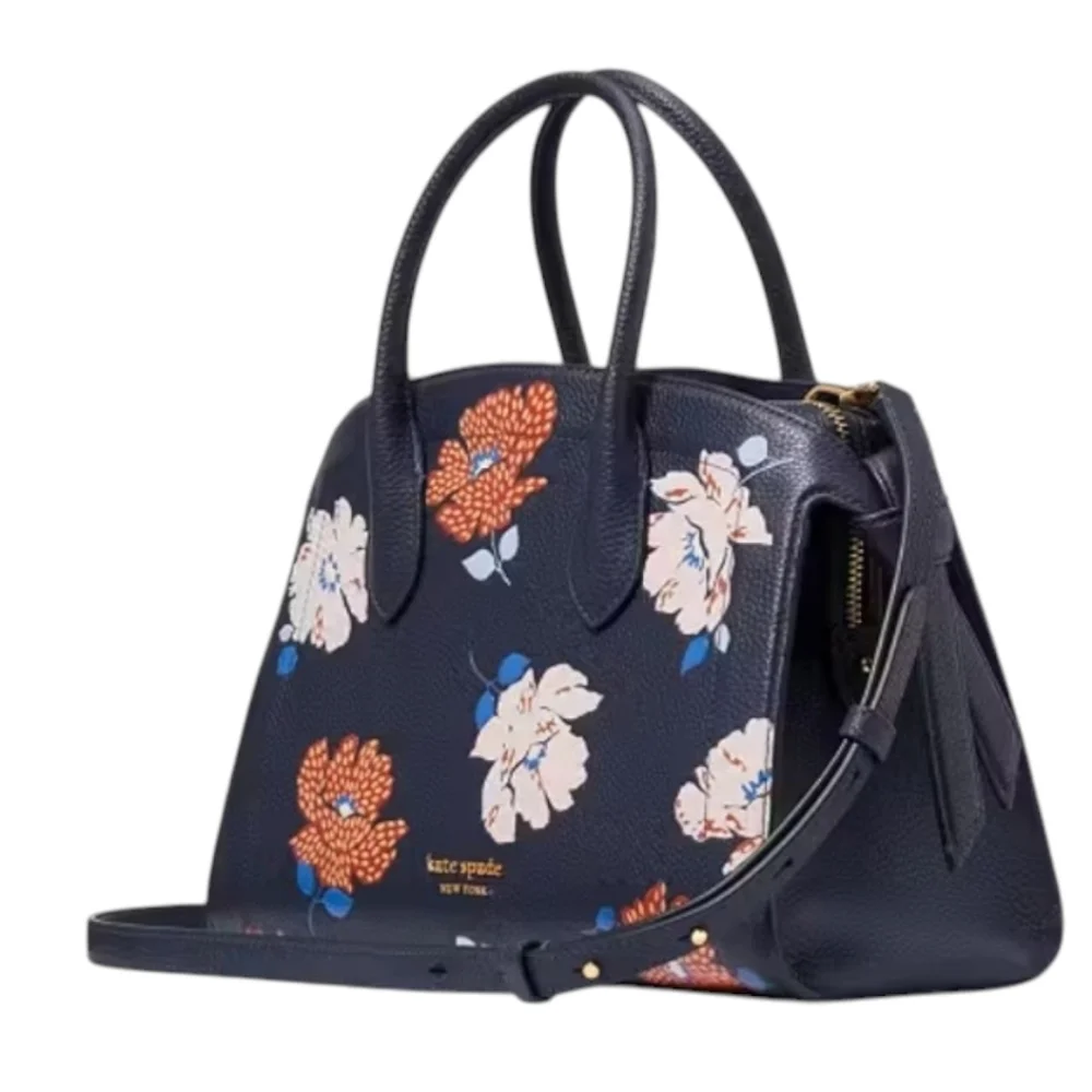 kate spade ♠️ Knott Dotty Floral Embossed Medium Zip-top Satchel bag purse Paris